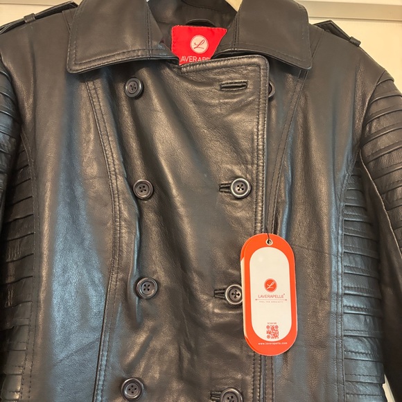 Laverapelle Women’s Lambskin Belted Leather Long Trench Coat NWT XXL - Picture 4 of 5